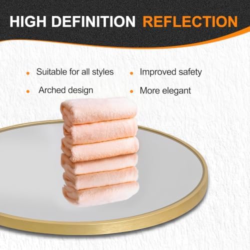Delma 28x22 Gold Oval Bathroom Mirror for Over Sink, Aluminum Frame