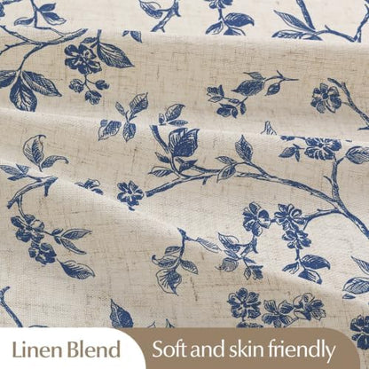 MitoVilla Extra Long Linen Floral Shower Curtain for Bathroom,72 x 84