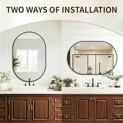 Oval Bathroom Mirror for Over Sink, 24"x36" Vanity Mirror for Wall, Black