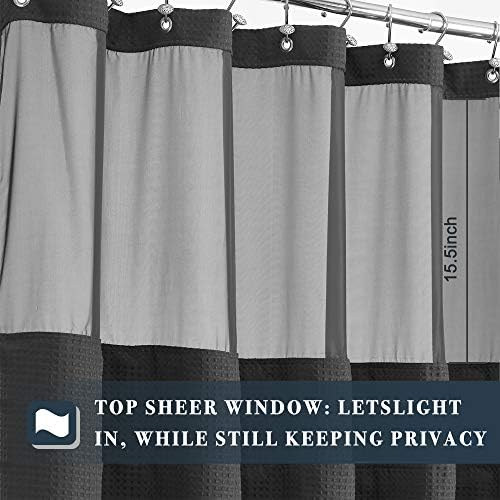 N&Y HOME Extra Long Waffle Shower Curtain with Snap Liner 71x84, Graphite