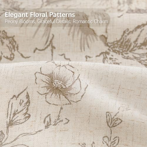 Farmhouse Floral Vintage Shower Curtain for Bathroom,Tan Taupe