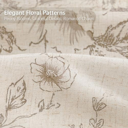 Farmhouse Floral Vintage Shower Curtain for Bathroom,Tan Taupe