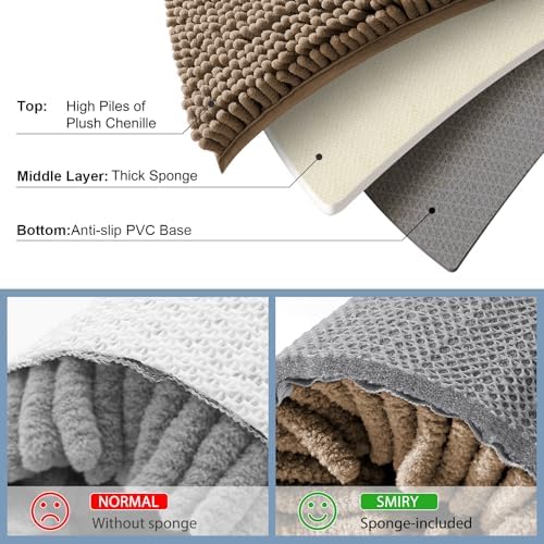 Smiry Bathroom Rugs 34X21, Luxury Chenille Extra Soft Absorbent Bath Mat