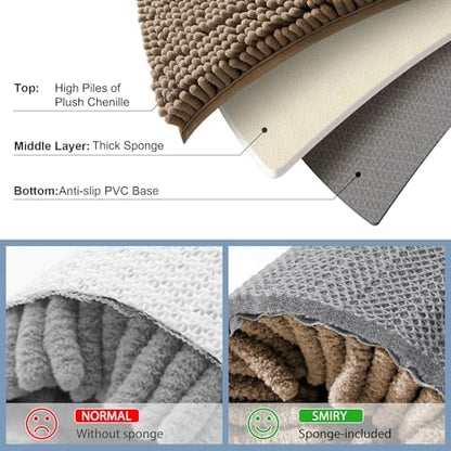 Smiry Bathroom Rugs 34X21, Luxury Chenille Extra Soft Absorbent Bath Mat