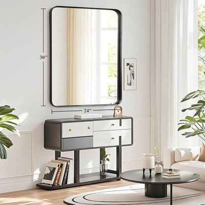Black Bathroom Vanity Mirror Over Sink 24x30, Small Wall Rectangle Mirror