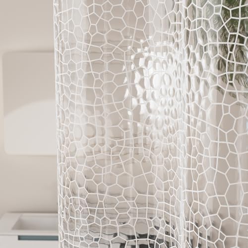 Titanker Clear Shower Curtain Liner with Water Cube, Medium Weight Plastic Shower Liner PEVA Waterproof Shower Curtains for Bathroom with Big Stones and Grommets, 72x72 Inches
