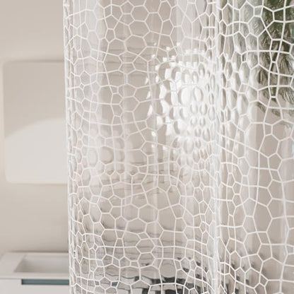 Titanker Clear Shower Curtain Liner with Water Cube, Medium Weight Plastic Shower Liner PEVA Waterproof Shower Curtains for Bathroom with Big Stones and Grommets, 72x72 Inches