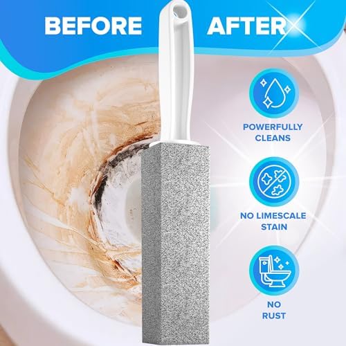 DISIWENE Pumice Cleaning Stone with Handle Toilet Bowl Cleaner Hard Water Ring Remover for Bath/Pool/Kitchen/Household Cleaning (2, 2 Pack with Handle)