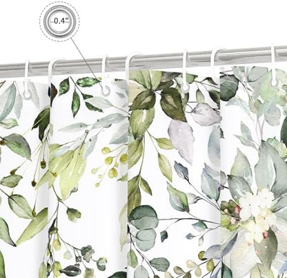 Gibelle Sage Green Eucalyptus Shower Curtain, Floral Print, 72x78