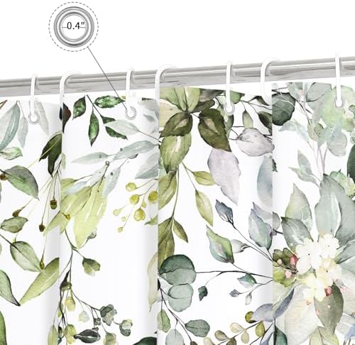 Gibelle Sage Green Eucalyptus Shower Curtain, Floral Print, 36x72