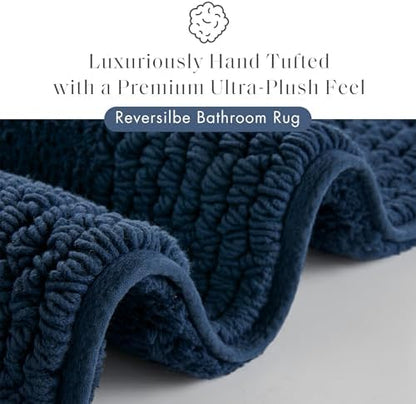 Madison Park Splendor Reversible 100% Cotton Bath Rug, 24 x 36, Navy