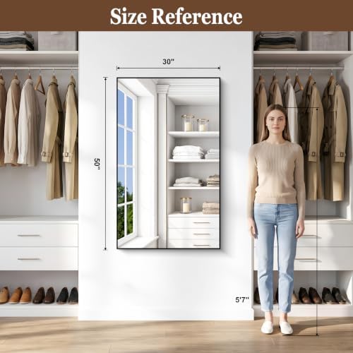 DESBING Black Bathroom Mirror for Wall, 30x50 Inch Rectangle Mirrors with Metal Frame, Modern Vanity Wall Mirror Decor for Entryway Hangs, Bathroom Living Room Horizontal or Vertical