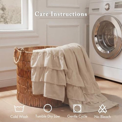 Madison Park Grace Ruffle Shower Curtain for Bathroom, 72"x 72", Beige