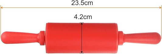 HARFINGTON Silicone Rolling Pins for Baking 9 Inch Non Stick Rolling Pin Small Roller Playdough Rolling Pins for Dough Pizza Pastry Fondant Kitchen, Red