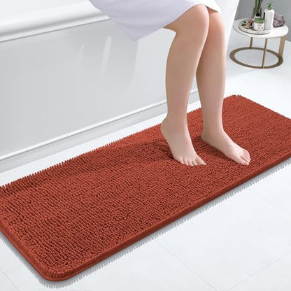 OLANLY Bathroom Runner Rugs 47x17, Extra Soft Absorbent Chenille Bath Rugs