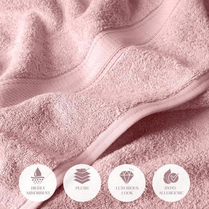 Superior Egyptian Cotton Plush & Absorbent, Bath Towel Set of 4, Tea Rose