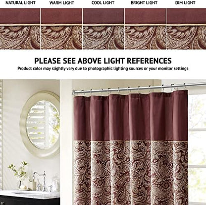 Madison Park Aubrey Shower Curtain for Bathroom, 72 x 72, Burgundy