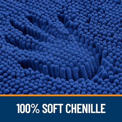 OLANLY Chenille Bathroom Rugs Mats Set 2 Piece, 30"x20"+24"x20", Royal Blue