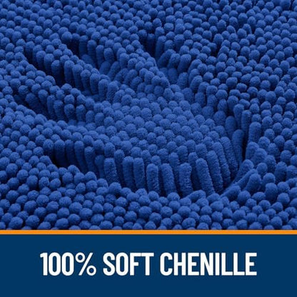 OLANLY Chenille Bathroom Rugs Mats Set 2 Piece, 30"x20"+24"x20", Royal Blue