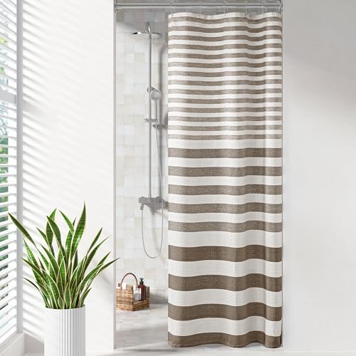 Madison Park Stall Shower Curtain for Bathroom, Taupe Ombre, 36" x 72"