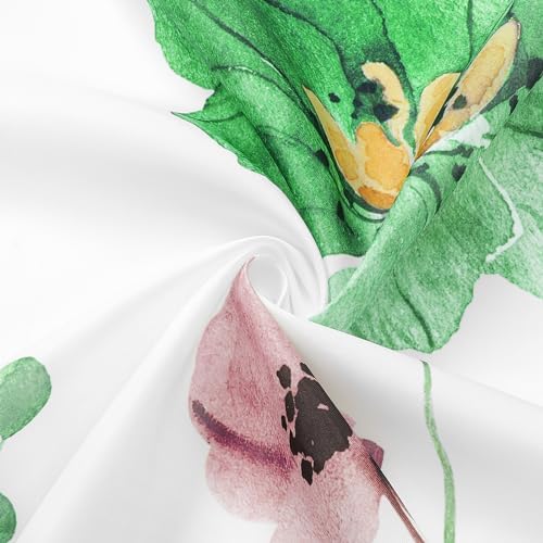 Gibelle Emerald Green Beige Watercolor Floral Fabric Shower Curtain, 72x72