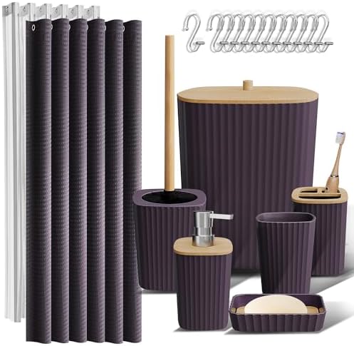 Clara Clark Purple Bathroom Set, Shower Curtain Set, Bathroom Accessory Set