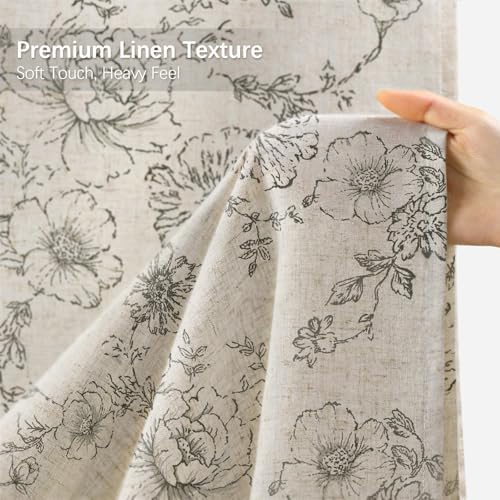 Farmhouse Floral Vintage Shower Curtain for Bathroom, Grey and Tan Taupe