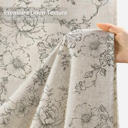 Farmhouse Floral Vintage Shower Curtain for Bathroom, Grey and Tan Taupe