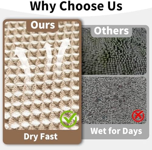 Long Bath Mat, Waffle Bathroom Runner Rug Non Slip Washable, 24 x 60