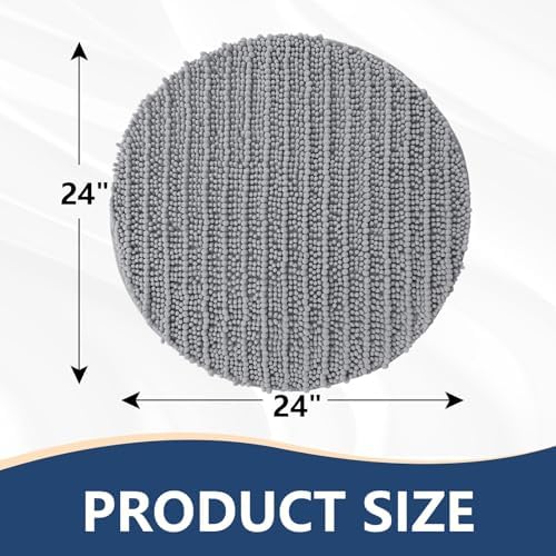 Arotive Round Bathroom Rugs 30x30, Soft Absorbent Chenille Shaggy Bath Mat