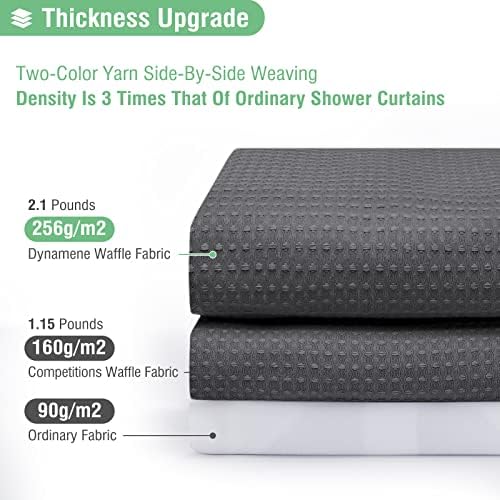 Dynamene Long Waffle Shower Curtain 256GSM Heavy Fabric 72x80 Charcoal Grey