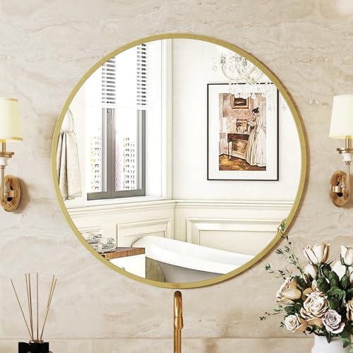 Sweetcrispy 20 Inch Round Wall Mirror, Bathroom Mirror for Over Sink