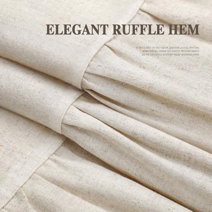 Farmhouse Shower Curtain Ruffle Linen Flax Ivory White 72"W x 96"L