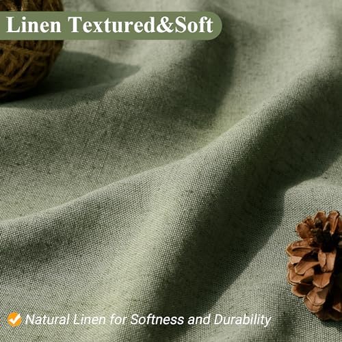 Naturoom Linen Shower Curtain 78 Inch Long for Bathroom Sage Green 1 Panel