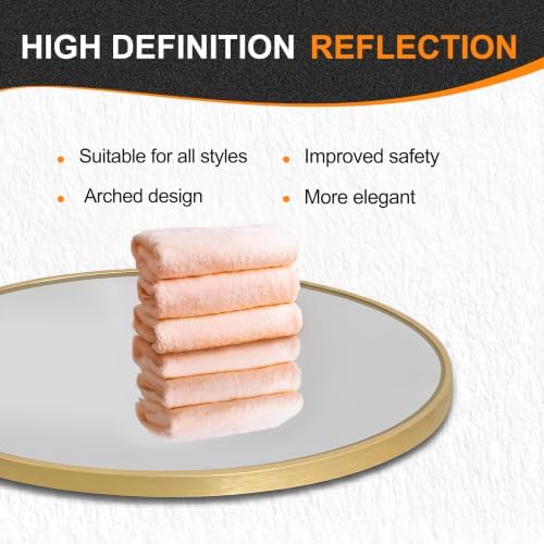 Delma 38x26 Gold Oval Bathroom Mirror for Over Sink, Aluminum Frame