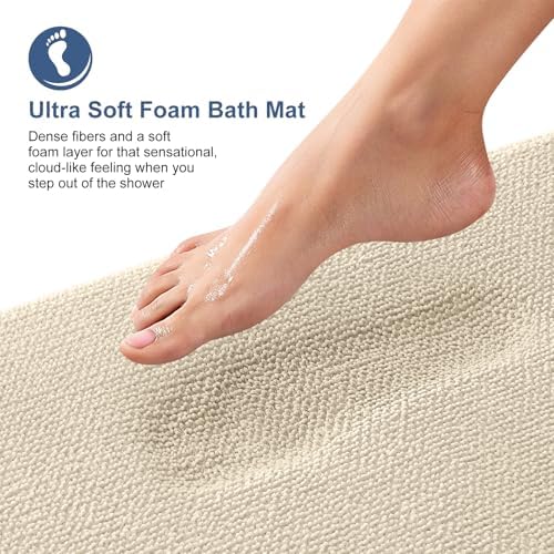 OLANLY Memory Foam Bathroom Runner Rug 40x24, Absorbent Long Bath Mat, Sand