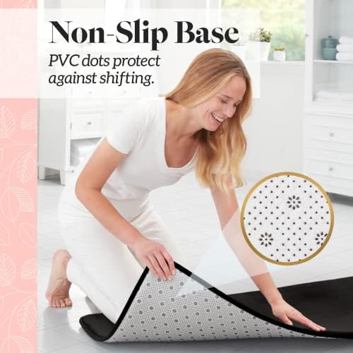 Memory Foam Bath Mat Non Slip Absorbent Super Cozy Velvet Bathroom Rug Carpet (60 inches X 24 inches, Black)