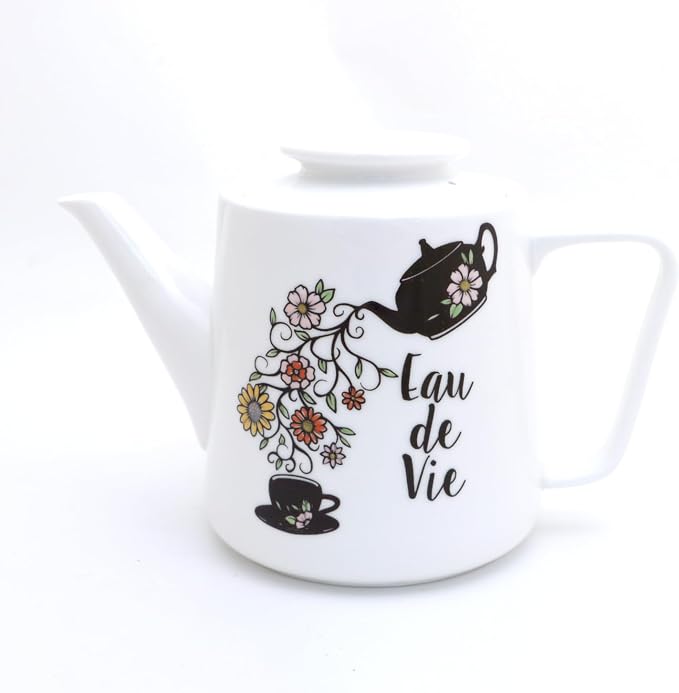 Eau de Vie teapot, large porcelain teapot with florals
