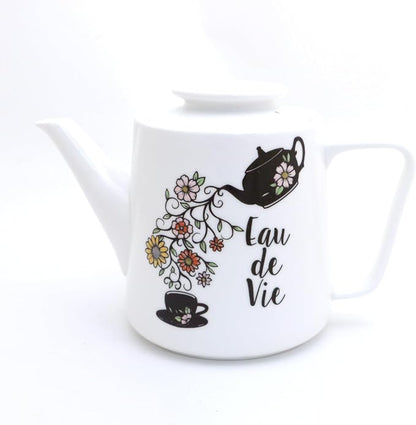 Eau de Vie teapot, large porcelain teapot with florals