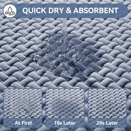 YDKGL Bathroom Runner Non Slip, Foam Weave Texture Bath Mat, Blue 20x59