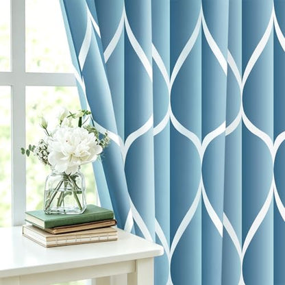 Gelbchu Geometric Shower Curtain for Bathroom, Moonlight Blue, 72x72
