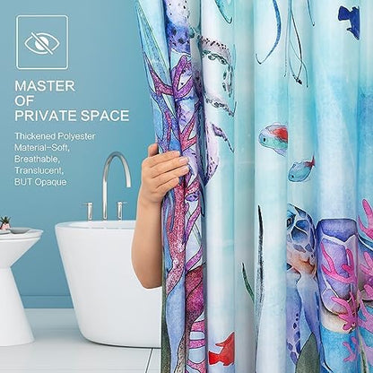 Ocean Shower Curtain, Kids Shower Curtain for Bathroom 72x72