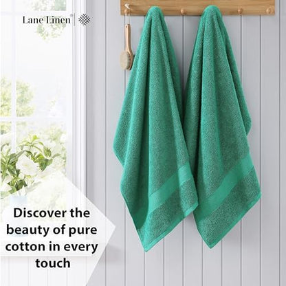 LANE LINEN Bath Towels Pack of 4 (28"x54") - 100% Ring Spun Cotton Bathroom Towel Set - Reinforced Edges, Quick Dry, Soft & Absorbent Large Bath Towels - Lightweight, Perfect for Daily Use - Emerald