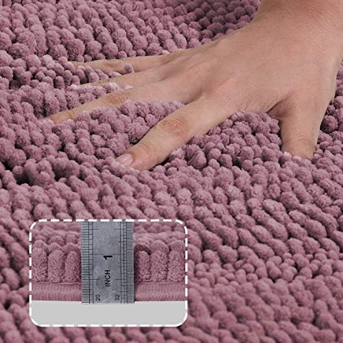2 Piece Bathroom Rug Set with Toilet Mat, Soft Absorbent Chenille, Non-Slip