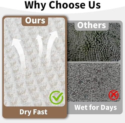 White Bathroom Rugs, Waffle Bath Mat Non Slip Washable, 24" x 36"
