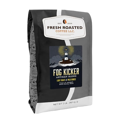 Fresh Roasted Coffee, Fog Kicker Whole Bean Coffee, Light Roast, Kosher, 2 lb (32 oz)