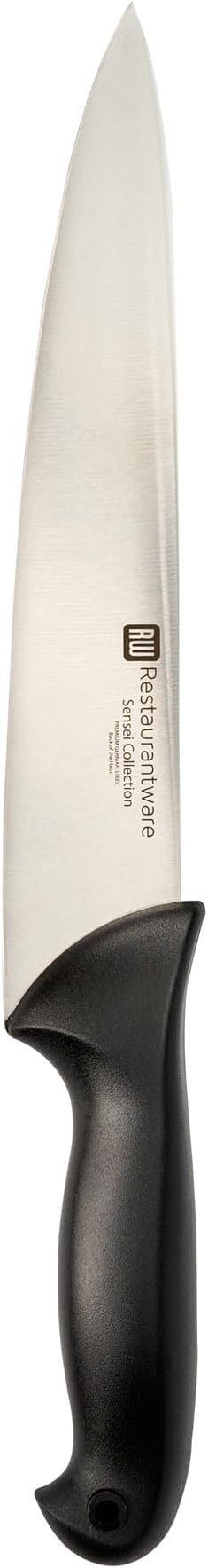 Restaurantware Sensei 10 Inch Chef Knife 1 With Colored Coded Pins Kitchen Knife - High-Carbon Stain-Resistant Black German Steel Meat Knife Ergonomic Handle
