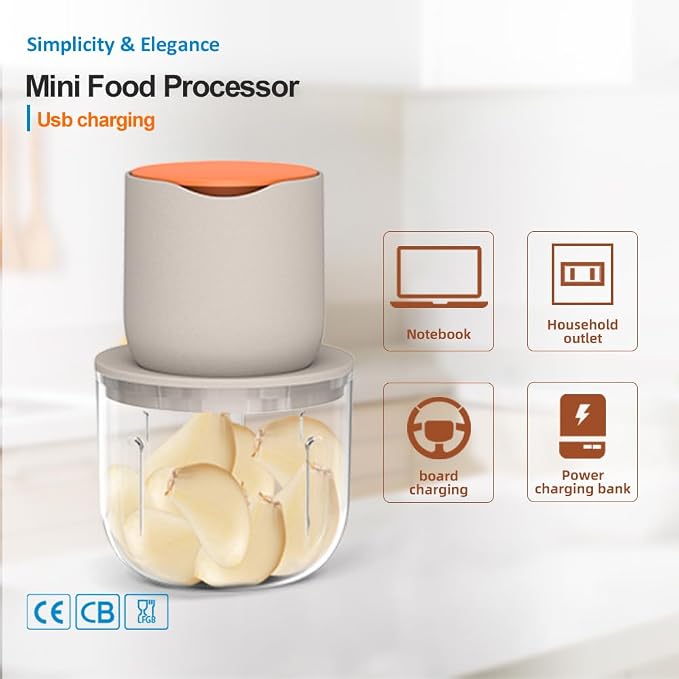 600ML Electric Food Chopper For Meat,Onions,vegetables,Garlic,Complementary Food, Meat Chopper Blender，Wireless Electric Food Processor