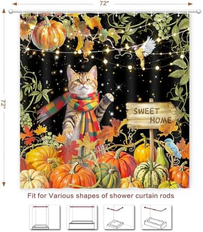 Shower Curtain Fall, Thanksgiving Shower Curtain for Bathroom 72x72