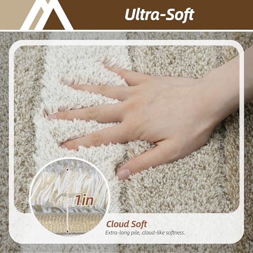 COSY HOMEER Bathroom Rugs 59x20,Ultra Soft Absorbent Bath Mat,Beige
